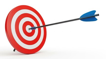 An arrow hitting the red and white target in the center, symbolizing success and accuracy