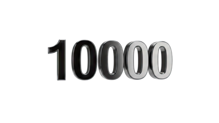 10000 Number in 3D on White Background