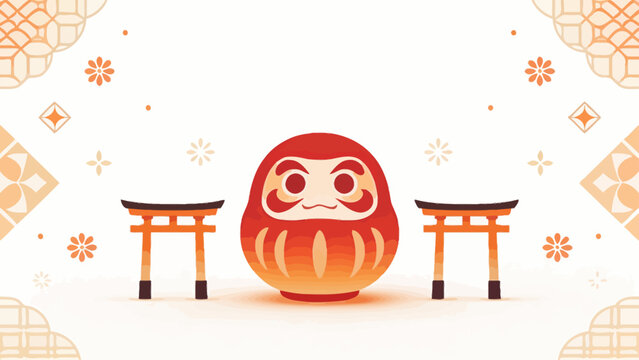 Japanese Daruma doll with torii gates