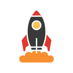 Minimalist Rocket Launch Icon &ndash; Startup Growth, Innovation, Space Technology, and Business Success Symbol for Creative Design.