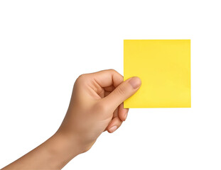 Fototapeta premium Hand holding yellow sticky note isolated on a transparent background 1