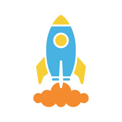 Minimalist Rocket Launch Icon &ndash; Startup Growth, Innovation, Space Technology, and Business Success Symbol for Creative Design.