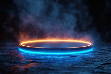Blue ring emitting bright orange glow.