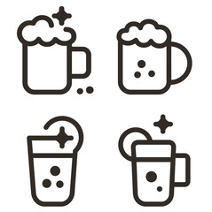 Smooth Rounded Vector Cup Dringking Coffe style icon set