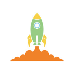 Minimalist Rocket Launch Icon &ndash; Startup Growth, Innovation, Space Technology, and Business Success Symbol for Creative Design.