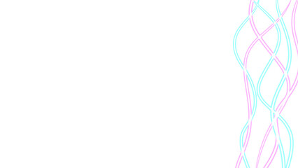 Abstract glowing neon wavy lines right border on a transparent background. Flowing, intertwined wavy lines at the rights side of the frame. For modern web headers, footers, presentation slides. PNG