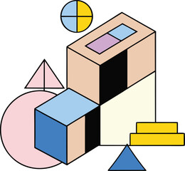 Block geometry abstraction in industrial minimalism