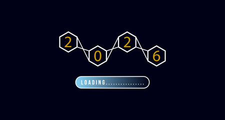 2026 Loading Concept with Futuristic Digital Wave Background for technology, innovation, future business, digital transformation, countdown, and new year themes.