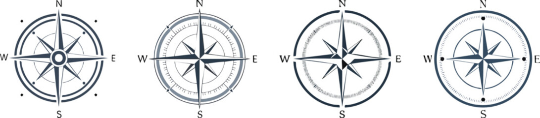 Compass icon simple outline with bold black stroke modern navigation symbol clean minimal vector design