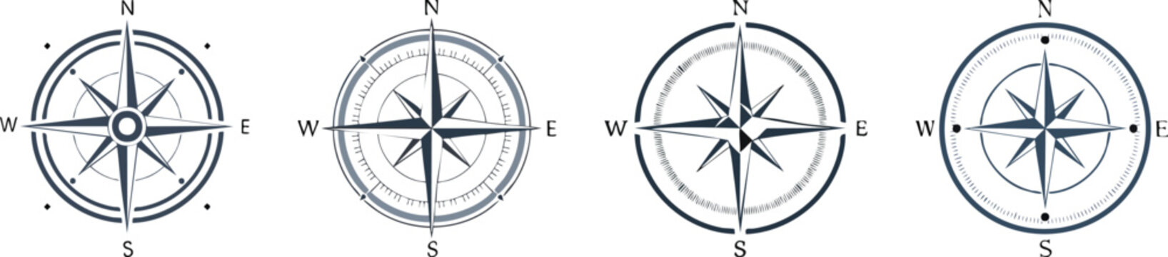 Compass icon simple outline with bold black stroke modern navigation symbol clean minimal vector design