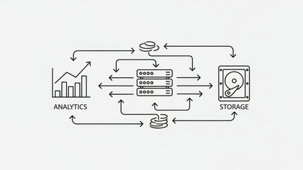 Data Flow Diagram: Analytics, Server, and Storage Integration