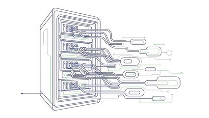 Abstract Data Flow from Server to Cloud, Digital Network Concept