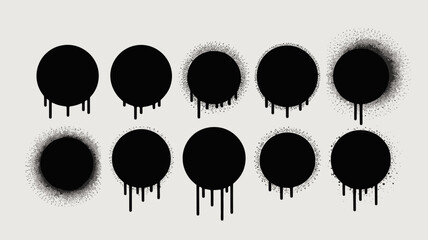 Dripping Black Circles with Gradient Shadow Effects