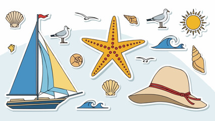 Nautical Summer Beach Vacation Elements Collection.