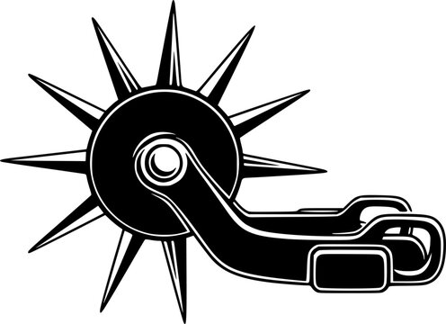Illustration of a black spur with radiating spikes
