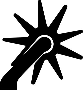 Illustration of a black spur with radiating spikes
