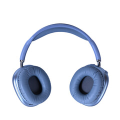 Wireless modern surround headphones in blue and gray on an isolated background