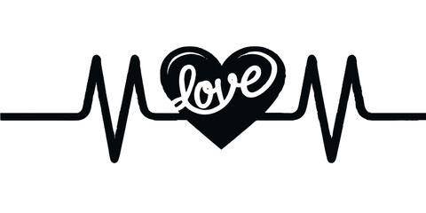 A vibrant illustration of a heartbeat graph forming a heart symbol conveys a message of passion for travel and world tourism, serving as a perfect slogan or logo for a vacation in a capital city