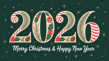 2026 Merry Christmas and Happy New Year Festive Greeting Card © Raian