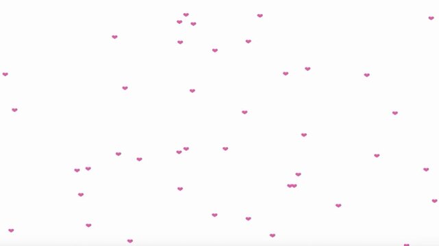 Confetti hearts falling down Holiday or party red heart shape falling