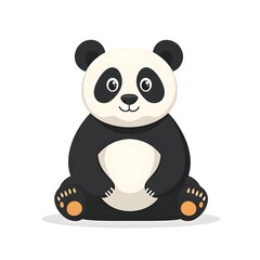 Obraz premium Adorable cartoon giant panda cub sits facing forward with a sweet expression