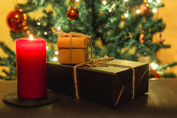 Christmas theme with gifts and decorations