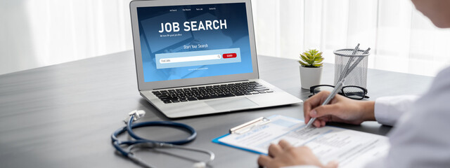 Online job search on brisk website for worker to search for job opportunities on the recruitment...