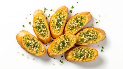 Garlic Bread Slices Toasted with Parsley and Garlic Chunks image