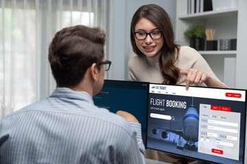 Online flight booking website provide brisk reservation system . Travel technology concept .