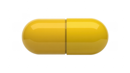 Yellow capsule pill medication health isolated on a transparent background