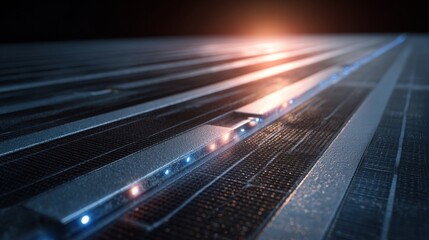 Futuristic technology panel with glowing lights