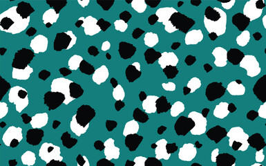 Abstract modern leopard seamless pattern. Animals trendy background. Green and black decorative vector stock illustration for print, card, postcard, fabric, textile. Modern ornament of stylized skin.