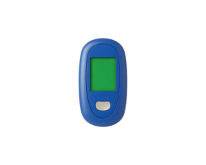 Blue digital health monitor device with green screen isolated on transparent background