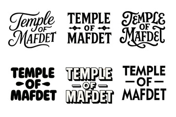 Obraz premium Temple Emblematic Lettering. Temple of Mafdet. Set lettering. harmonious lettering variations of the same emblematic concept, each with different artistic