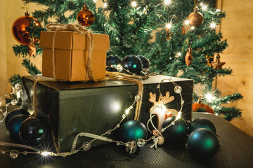 Christmas theme with gifts and decorations