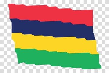 Waving Flag of Mauritius. Mauritian national symbol in official colors. Template icon. Abstract vector background. Fluttering effect.