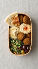 Delicious Middle Eastern Platter with Falafel and Hummus