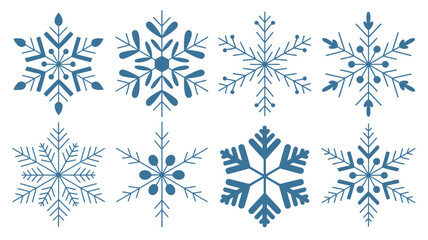 Blue Snowflake Illustrations, Minimalist Winter Designs