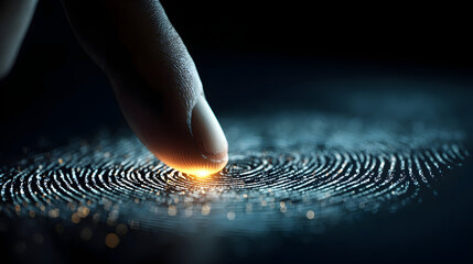 Touch technology concept featuring finger interaction with digital interface