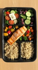 Healthy Meal Prep Box with Salmon, Quinoa, and Vegetables