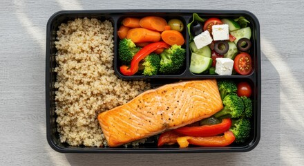 Healthy Salmon Meal Prep with Quinoa and Colorful Vegetables