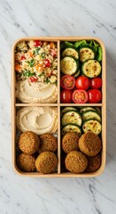 Colorful and Healthy Meal Prep Box with Fresh Ingredients