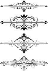 Clean geometric divider flourish in black and white modern minimal symmetrical line design decorative element