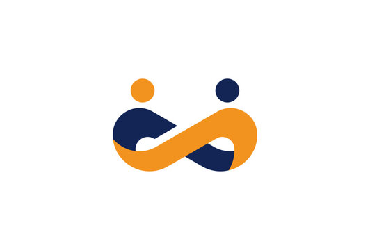 People logo design, humans with infinity icon combination, people Logo design template, vector illustration