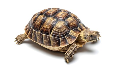 Fototapeta premium Tortoise Portrait: Shelled Reptile on White Background
