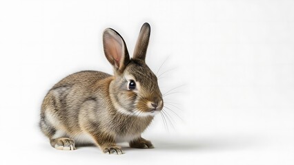Obraz premium Alert Rabbit on White Background