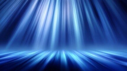 Obraz premium Radiant beams of blue light illuminate an abstract space, creating a serene ambiance perfect for backgrounds, digital artwork, or promotional material in various visual projects.