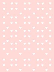 A minimal seamless pattern featuring small white heart icons evenly spaced across a soft pastel pink background, creating a clean and romantic design.