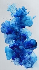 Vibrant blue ink swirls gracefully create an abstract composition, showcasing the beauty of fluid dynamics and blending colors seamlessly for captivating visual art.