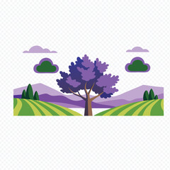 landscape with trees and clouds